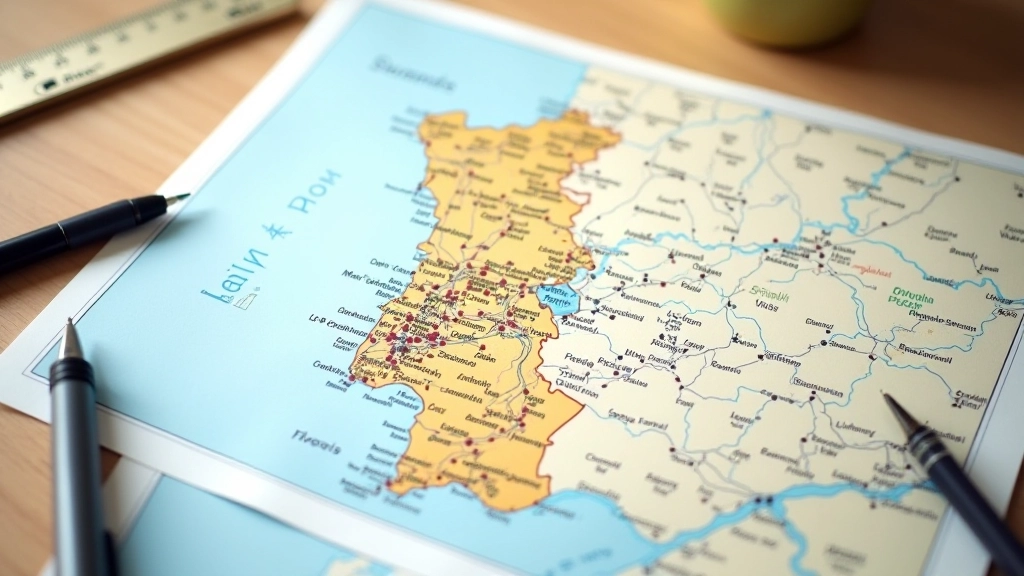 Detailed regional map showing dance events across Portugal